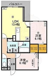 TORASIA上住吉 2LDKの間取図画像