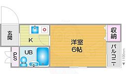 ラビッツコート岸里 1Kの間取図画像