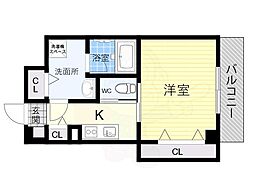 ブラン花園町 1Kの間取図画像