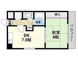 グッドストック東難波 1DKの間取図画像