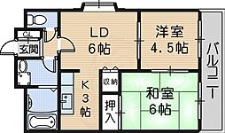 レボンヌ尼崎 2LDKの間取図画像