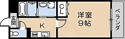サンブルーム 1Kの間取図画像