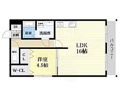 中本ビル 1LDKの間取図画像