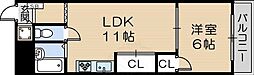 クレセント西本町 1LDKの間取図画像