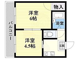 サリム山本 2Kの間取図画像