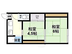 武庫ハイマA棟 2Kの間取図画像