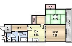パークハイツ杭瀬 1LDKの間取図画像