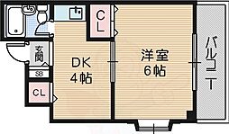 プレアール大物駅前 1DKの間取図画像