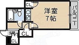 フロントリバー東難波 ワンルームの間取図画像