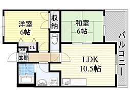 青山マンション 2LDKの間取図画像