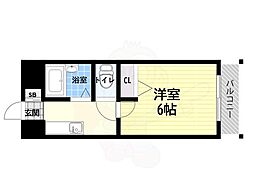 ローズコーポ阪神尼崎 1Kの間取図画像