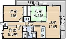 グランドハイツ旭 3LDKの間取図画像