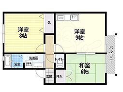 リバーハイツ 2LDKの間取図画像