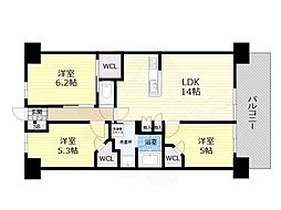 リビオ尼崎STATIONCITY 3LDKの間取図画像