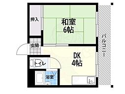 竹馬ビル 1Kの間取図画像