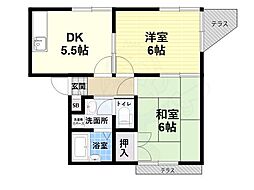 エトワールハイム立花 2DKの間取図画像