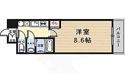 パークフラッツ尼崎 1Kの間取図画像