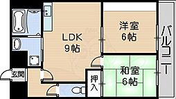 セルジュYS 2DKの間取図画像