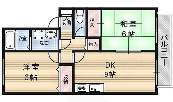 サニーヒルズ ｜大阪府堺市北区百舌鳥陵南町２丁(賃貸アパート2DK・2階・50.09㎡)の写真 その2