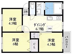 アーバン三宝 3DKの間取図画像