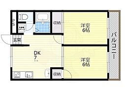 金岡コーポラス 2LDKの間取図画像
