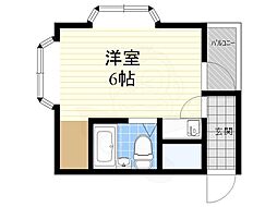 レインボー宿院 ワンルームの間取図画像