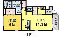 ミルト・ヴィラB 1LDKの間取図画像