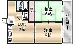 岡田ビル 2LDKの間取図画像