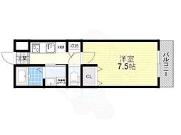 アジュール石津A 1Kの間取図画像