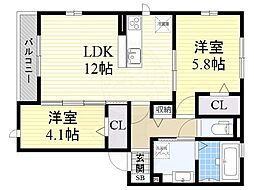 フェリーチェ 2LDKの間取図画像