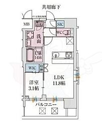 スプランディッド堺東DUE 1LDKの間取図画像