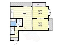 アベニール堺駅前 2DKの間取図画像