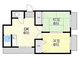 第1もずハイツ 2DKの間取図画像