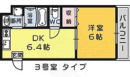 シティーコート堺東 1DKの間取図画像