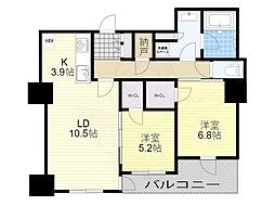 シエリアタワーなんば 2LDKの間取図画像