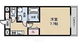 ヴィラ錦綾 1Kの間取図画像