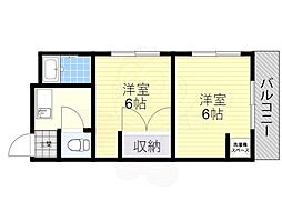 天神山洋ハイツ 2Kの間取図画像