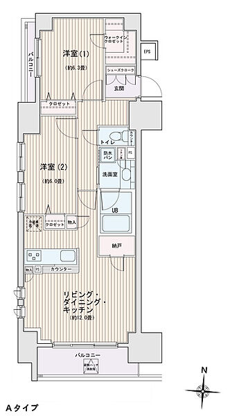 エスティメゾン錦糸町II 507｜東京都墨田区江東橋３丁目(賃貸マンション2LDK・5階・64.91㎡)の写真 その2