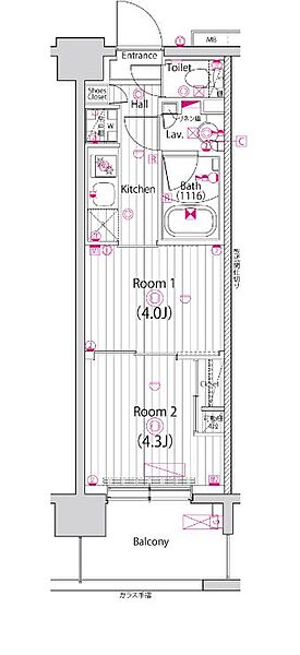 ガーラ・グランディ深川住吉 9F｜東京都江東区扇橋２丁目(賃貸マンション2K・9階・25.51㎡)の写真 その2