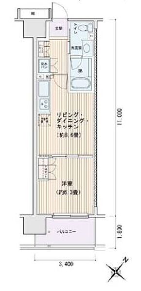 エスティメゾン豊洲レジデンス C306｜東京都江東区豊洲３丁目(賃貸マンション1LDK・3階・37.40㎡)の写真 その2