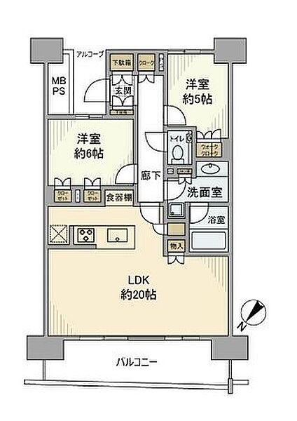 晴海フラッグ サンビレッジ C棟（HARUMI FLAG） 412｜東京都中央区晴海５丁目(賃貸マンション2LDK・4階・72.88㎡)の写真 その2