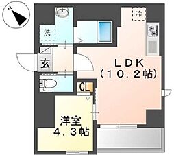 HGD佃 3階1LDKの間取り