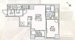アイルプレミアム月島 4階1LDKの間取り