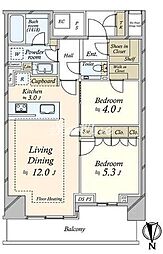 ベイズタワー&ガーデン（BAYZ TOWER&GARDEN） 13階2LDKの間取り