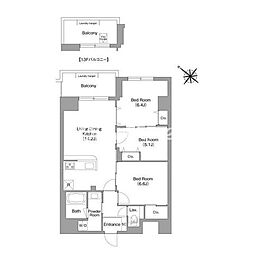 コンフォリア・リヴ豊洲キャナル 12階3LDKの間取り