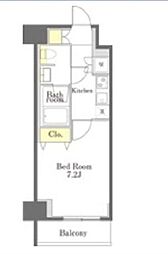 ディームス勝どき 5階1Kの間取り