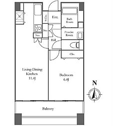 リバーシティ21イーストタワーズII 25階1LDKの間取り