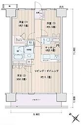 エスティメゾン豊洲レジデンスA棟 14階3LDKの間取り