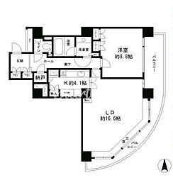 リバーポイントタワー 1LDKの間取図画像
