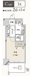プライマル月島 1Kの間取図画像